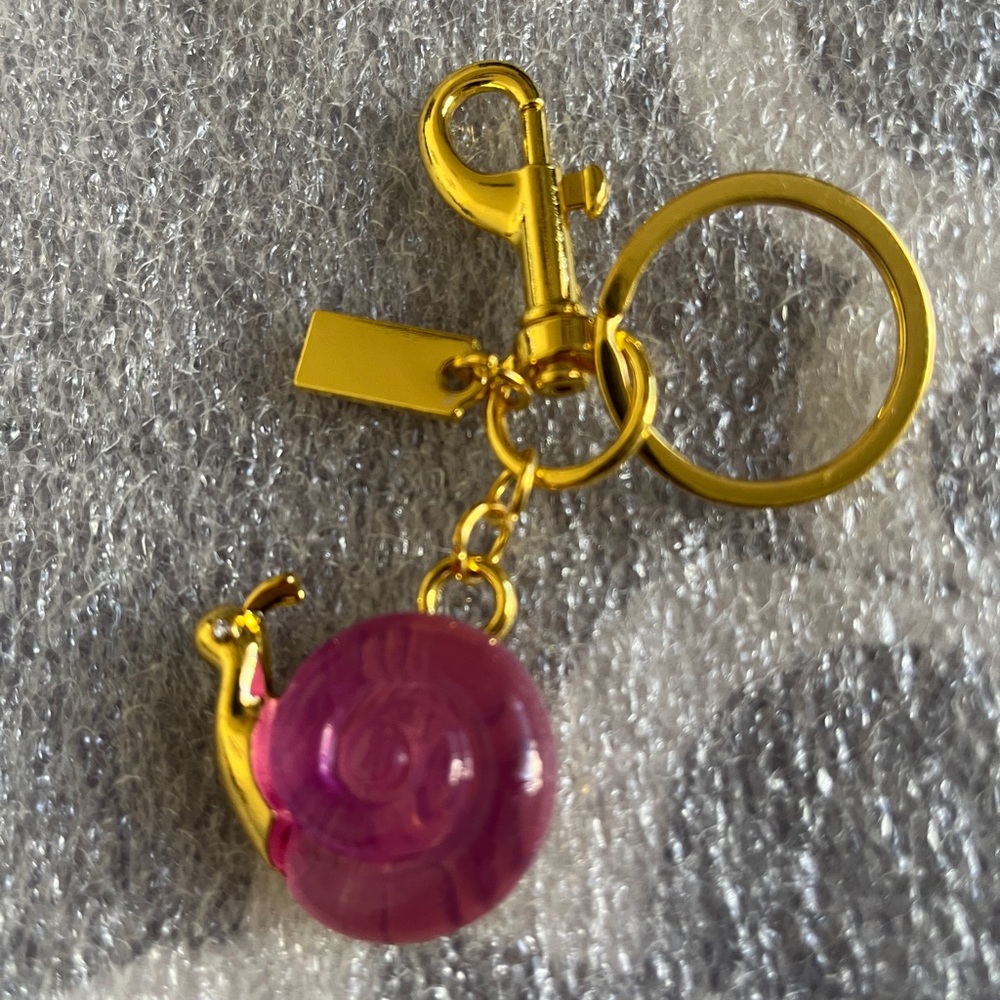 Gold and Pink Snail Keychain